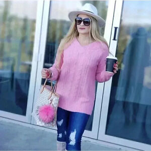 COZY DOLLZ Pink Cable Knit Sweater